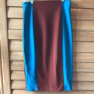 Sexy Striped Pencil Skirt Turquoise & Chocolate